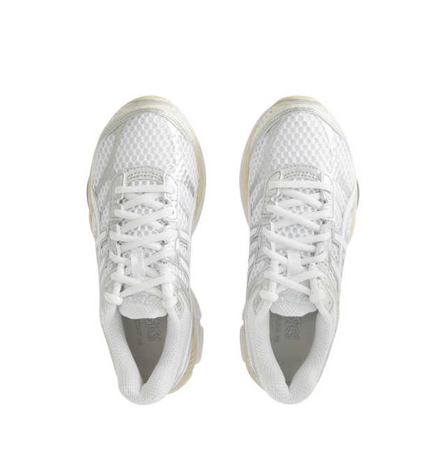 Image 5 of 5 - WHITE - ASICS Gel-Cumulus 16 Sneaker featuring breathable mesh underlays, 2010s design aesthetics, FLUIDRIDE technology, rearfoot and forefoot GEL technology and lace up closure.