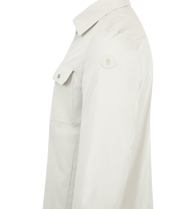Image 3 of 3 - GREY - MONCLER Shirt featuring long sleeves, button closure, chest pocket with flap and button, buttoned cuffs and logo patch.
