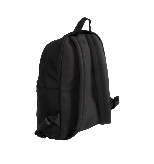 Image 2 of 3 - BLACK - MONCLER New Pierrick Water-Repellent Backpack featuring water-repellent nylon lining, leather trim, smooth leather handle, adjustable shoulder straps, two-way zipper closure, zipped pockets and metal logo. L 35 cm x H 45.5 cm x W 14 cm. 53% polyamide/nylon, 47% polyester. Lining: 100% polyamide/nylon.
