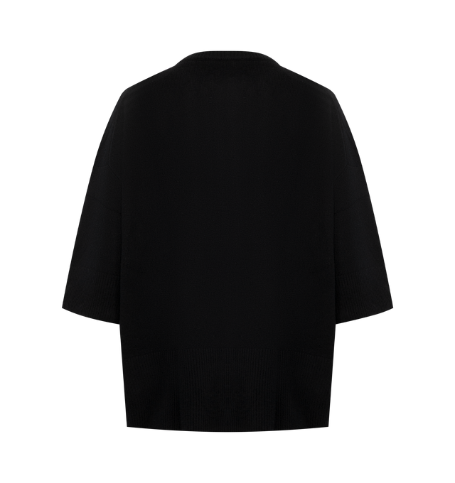 Image 2 of 2 - BLACK - EXTREME CASHMERE Sassie Sweater featuring relaxed-fit, crew-neck, short sleeves that fall to the elbow, medium-weight cashmere and rib-knit cuff, neckline and hem. 100% cashmere.