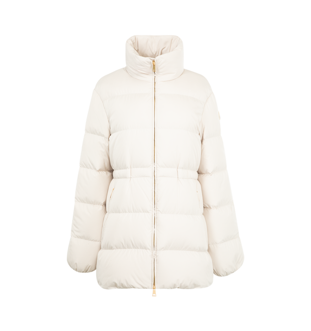 Image 1 of 3 - WHITE - MONCLER Brossette Short Down Jacket featuring recycled polyester lining, down-filled, zipper closure, zipped pockets and elastic waistband and cuffs. 100% polyester. Padding: 90% down, 10% feather.