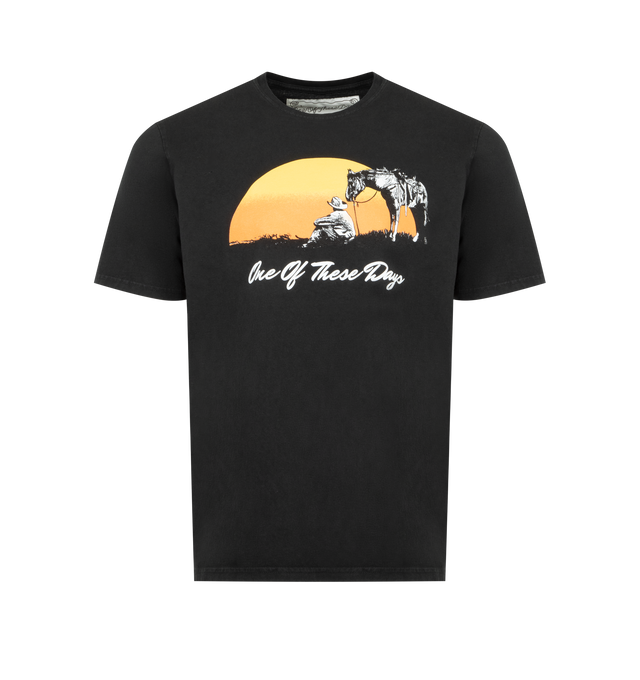 Image 1 of 2 - BLACK - ONE OF THESE DAYS Could Only Remember T-Shirt featuring a ribbed crewneck, short sleeves and screen-printed graphics on front. 100% cotton.