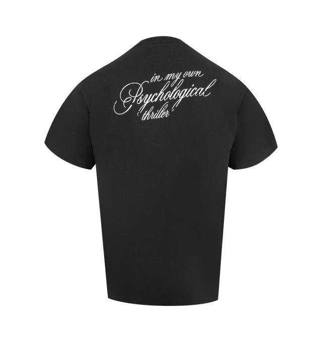 Image 2 of 2 - BLACK - MIDNIGHT RODEO Psychological Thriller Graphic T-Shirt featuring faded snapshots of a famed art installation in Amarillo, Texas, crewneck and short sleeves. 100% cotton. Made in the USA.