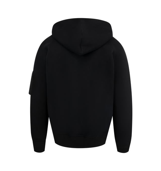 Image 2 of 3 - BLACK - SACAI Sponge Sweat Hoodie featuring drawstring at hood, two-way zip closure, rib-knit hem and cuffs and zip pocket at sleeve. Made in Japan.