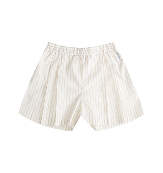 Image 1 of 2 - WHITE - MARNI Striped Short featuring elasticated waistband, two side inset pockets, two rear welt pockets, pleat detailing and stripes throughout. 100% cotton. Made in Italy.