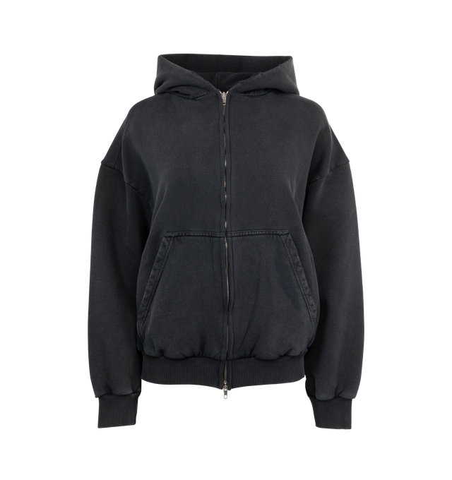 Image 1 of 2 - BLACK - BALENCIAGA Lace-Up Hoodie featuring hooded neck, long sleeves, zip fastening, 2 kangaroo pockets and an exaggerated lace-up construction on the back. 100% cotton.