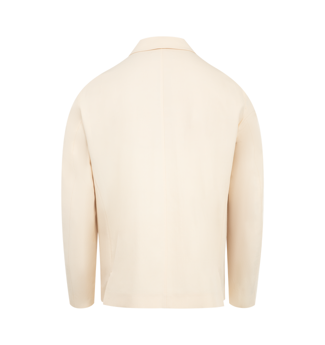 Image 2 of 2 - WHITE - LEMAIRE Tailored Shirt Jacket featuring relaxed fit, buttoned fly, welt pocket, 2 internal pockets, buttoned cuffs and fully lined. 54% wool, 46% viscose. Made in Romania.