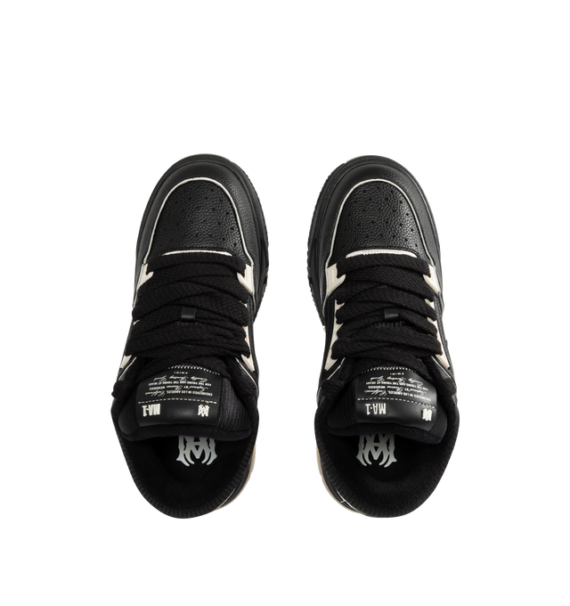 Image 5 of 5 - BLACK - AMIRI MA-1 Leather High-Top Sneakers featuring flat heel, round toe with perforations, lace-up vamp, logo on the tongue, padded collar, logo on the heel and midsole, MA hardware on the side and exaggerated rubber outsole.