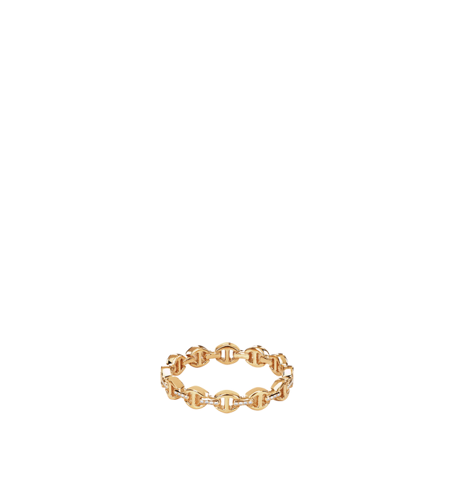 Image 1 of 2 - GOLD - HOORSENBUHS Micro II Ring with Diamond Bridges featuring solid 18K gold construction, hand-set diamond bridge detailing, micro tri-link architecture and band width: 3.5mm. Size 6. Hirshleifers offers a range of initial pieces from this collection in-store. For personal consultation and detailed information about jewelry, please contact our dedicated stylist team at personalshopping@hirshleifers.com.