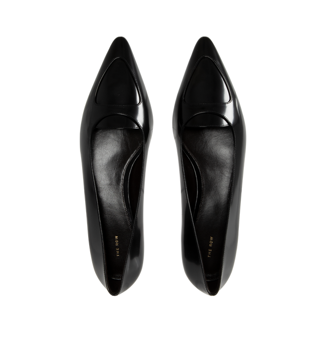Image 4 of 4 - BLACK - THE ROW Viv Ballet Flats featuring smooth, glossed-leather, pointed toes and slip on. Calfskin.