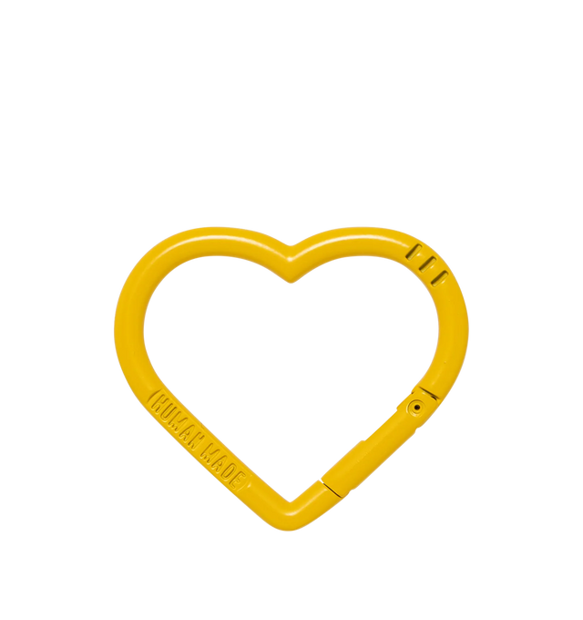 Image 1 of 2 - YELLOW - HUMAN MADE Heart Carabiner featuring lightweight aluminum, strong rust resistance, straight gate design and HUMAN MADE and DRY ALLS engraving. 5 x 5cm. Aluminium.