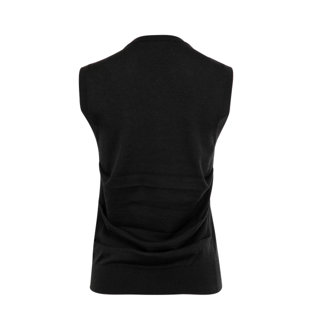 Image 2 of 2 - BLACK - LOEWE Vest in ultra-lightweight cashmere and silk featuring gathered details at the sides, small fit, regular length, jersey stitch, round neck, ribbed collar, armholes and hem and anagram embroidery placed on the chest. Cashmere/silk. Made in Italy.