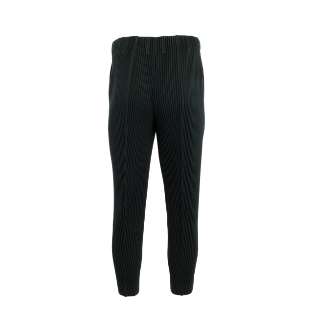 Image 2 of 3 - GREEN - ISSEY MIYAKE COMPLEAT TROUSERS has a slim shape, full-length hem and center seam detail. They include an elastic waistband and two pockets. 100% polyester. 