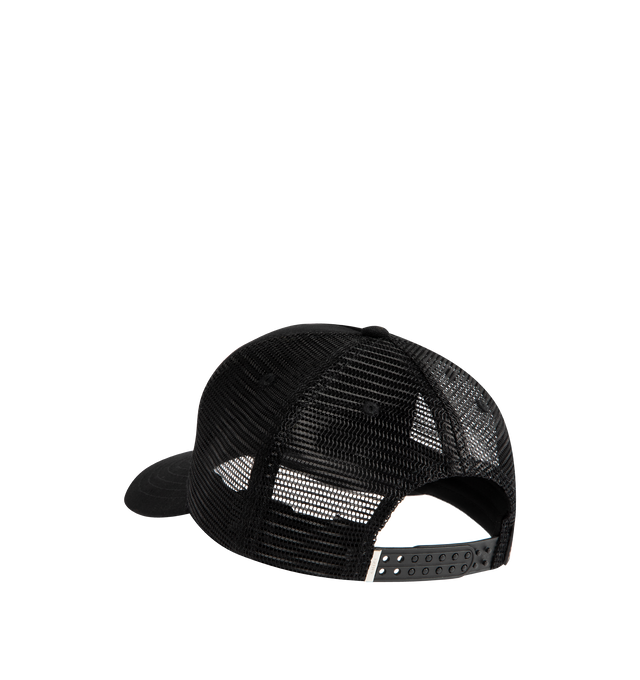 Image 2 of 3 - BLACK - AMIRI Neon Lights Trucker Cap featuring cotton canvas and mesh, embroidered eyelets at crown, logo and text embroidered at face, curved brim, logo patch at back face, snapback fastening and twill lining. 100% cotton. 100% polyester. Made in United States.