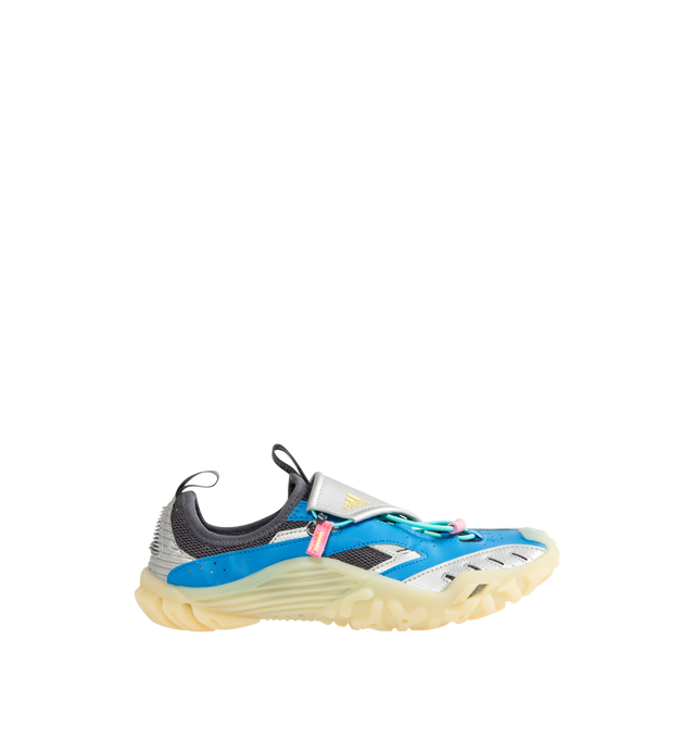 Image 1 of 5 - BLUE - Adidas Men's PW Water Moc is crafted from textile and synthetic materials and features a streamlined slip-on silhouette with lace fastening. Designed with a regular fit, it is finished with a textile lining and insole, a durable synthetic outsole, and a water-inspired outdoor design. Main Material: Textile and Rubber.