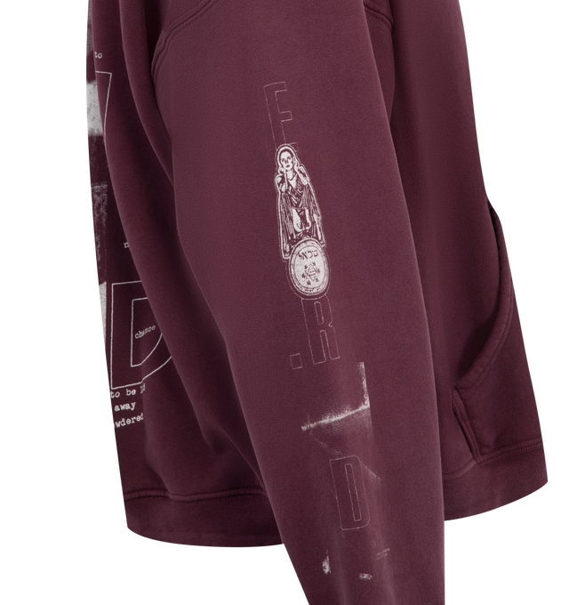 Image 3 of 4 - RED - ENFANTS RICHES DEPRIMES Remember When Hoodie featuring a long-sleeve pullover crafted from heavyweight brushed French terry, a boxy, drop-shoulder fit with a double-layer hood, rib knit cuffs and waistband, and printed artwork at the front, back, and sleeves. 100% cotton.