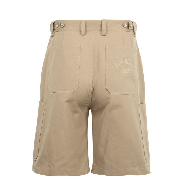 Image 2 of 3 - NEUTRAL - GIVENCHY Long Short Patch Pockets featuring button zip fly, belt loops, two side slit pockets and 5 patch pockets. 100% cotton.