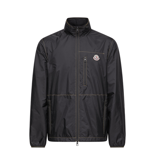 Image 1 of 2 - BLACK - MONCLER Arrakis Jacket featuring water-repellent main fabric, polyester lining, pull-out hood, zipper closure, zipped pockets, elastic cuffs, hem with drawstring fastening and logo patch. 100% polyamide/nylon. Lining: 100% polyester. Made in Romania.
