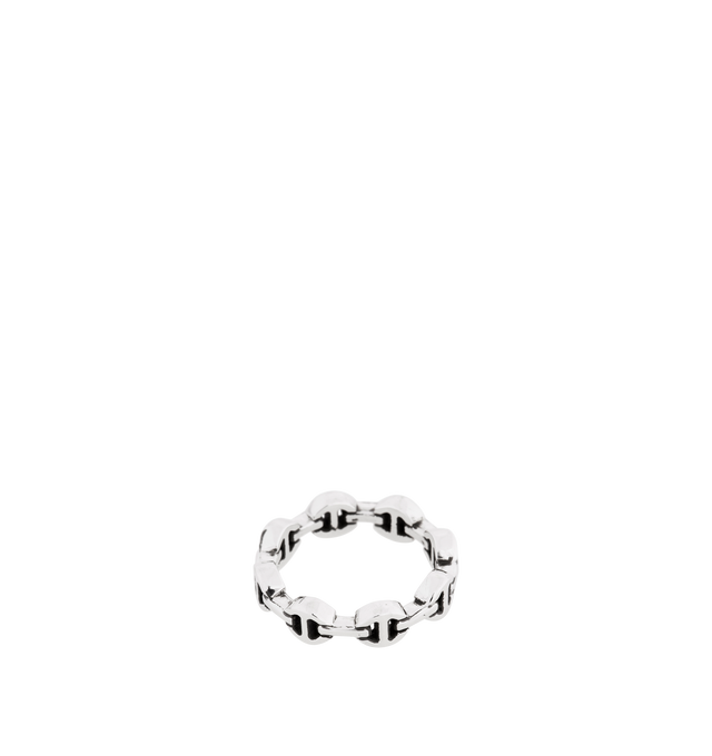 Image 1 of 1 - SILVER - HOORSENBUHS Dame Tri-Link Ring featuring a classic stackable tri-link band with more delicate proportions. Band width 5.4mm. Sterling silver. Hirshleifers offers a range of pieces from this collection in-store. For personal consultation and detailed information about jewelry, please contact our dedicated stylist team at personalshopping@hirshleifers.com.