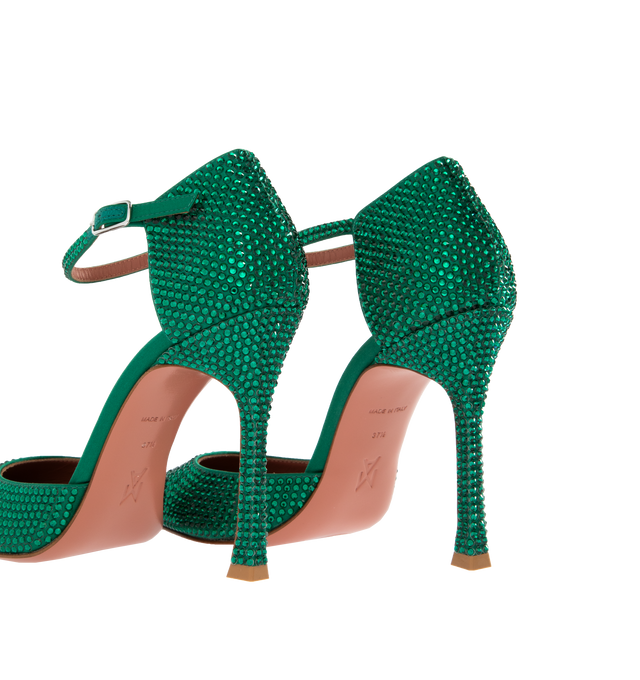 VITTORIA SATIN PUMP WITH EMERALD CRYSTALS