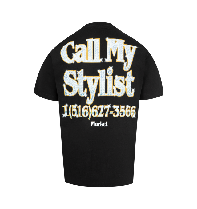 Image 2 of 2 - BLACK - MARKET X HIRSHLEIFERS Call My Stylist T-Short featuring short sleeves, crewneck and graphic print on front and back. Cotton.