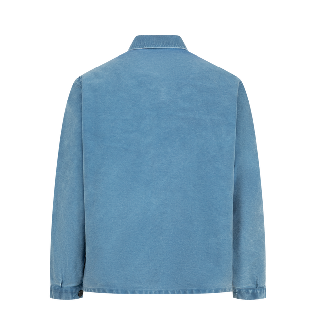 Image 2 of 4 - BLUE - A.Presse Men's Vintage French Work Jacket is crafted from indigo-dyed cotton with a distinctive vintage-inspired appearance and texture, with natural variations that make each piece unique. Main Material: 100% Cotton. Made in Japan.