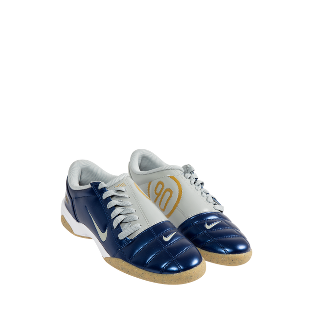 Image 2 of 5 - BLUE - NIKE Total 90 Sneaker featuring authentic soccer style, original quilted upper, asymmetrical lacing, flat rubber sole, synthetic leather upper with Total 90 logos on each side and padded collar.