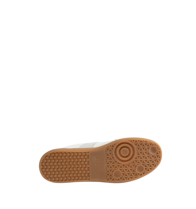 Image 4 of 6 - WHITE - Maison Margiela Replica Sneakers featuring lace-up sneakers in buffed nappa calfskin and calfskin suede, contrasting sole, Maison Margiela logo label on the tab, internal Replica label, internal elastic and all-over Maison Margiela logo insole. 100% calf leather. Sole: 100% rubber. Made in Italy.