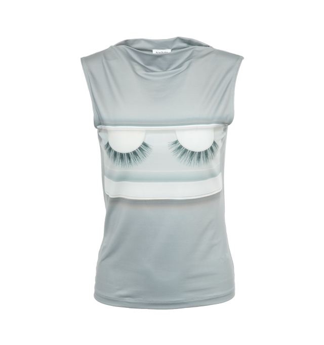 Image 1 of 3 - GREY - Sleeveless top is cut to a slim fit and waist length. Adorned with an all-over print in collaboration with artist Katerina Jebb. Crafted from lightweight stretchy lycra with a seamless construction.  87% Polyester, 13% Elastane. 