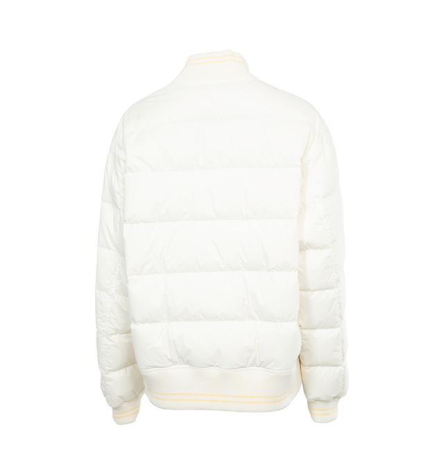 Image 2 of 3 - WHITE - MONCLER Argo Bomber featuring nylon lger lining, down-filled, ribbed knit collar, cuffs and hem, zipper closure and zipped pockets. 100% polyamide/nylon. Padding: 90% down, 10% feather. 
