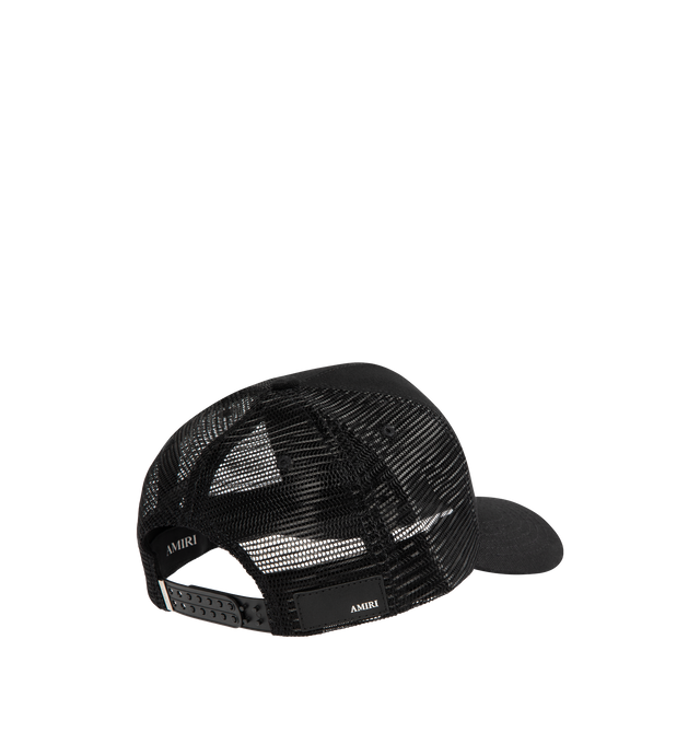 Image 3 of 3 - BLACK - AMIRI Trucker Hat featuring MA icon, curved brim, embroidered eyelets and double back fastening. Cotton, polyester, viscose. Made in United States.