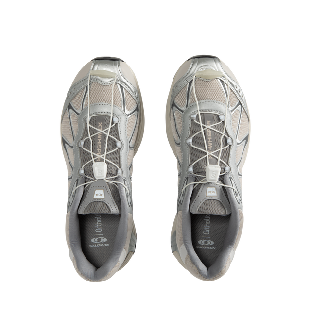 Image 5 of 5 - SILVER - SALOMON XT-Whisper Sneakers featuring slip-on styling with pull-cord closure, logo detail on tongue and back counter, anti-debris tongue for extra level of protection and padded low-cut collar.