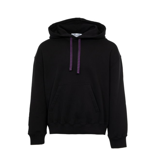 Image 1 of 3 - BLACK - LANVIN LAB X FUTURE Curb Lace Hoodie featuring drawstring hood, ribbed cuffs and hem, logo embroidered on hood and kangaroo pocket. 100% cotton. 