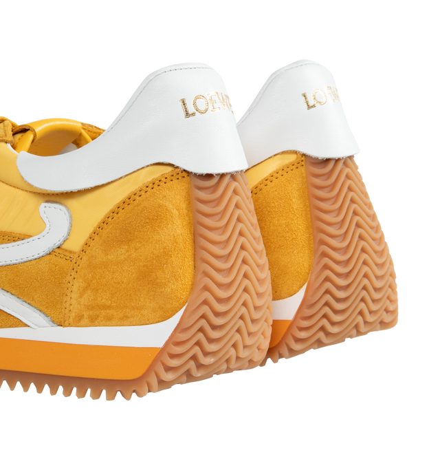 Image 3 of 5 - YELLOW - LOEWE Flow Runner featuring gold LOEWE logo, embossed Anagram on tongue and L monogram on the side. Nylon/Suede. Made in Italy. 