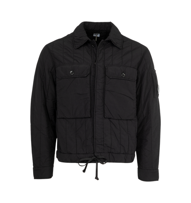 Image 1 of 3 - BLACK - C.P. COMPANY Medium Jacket in GD Liner featuring concelaed zip closure, adjustable hem, classic collar, long sleeves with button cuffs, lens deatil and front flap pockets with buttons.
