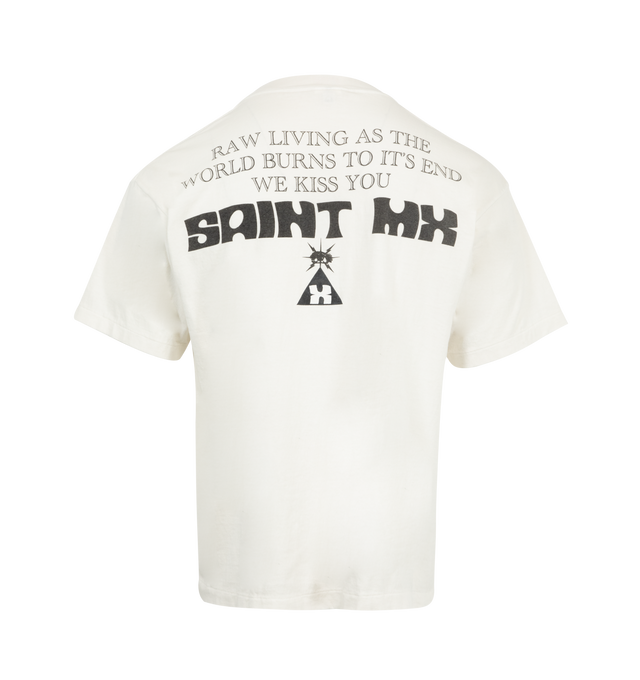 Image 2 of 2 - WHITE - SAINT MICHAEL Saint MX Tee featuring crew neck, short sleeves, relaxed fit and graphic print on front and back. 100% cotton.