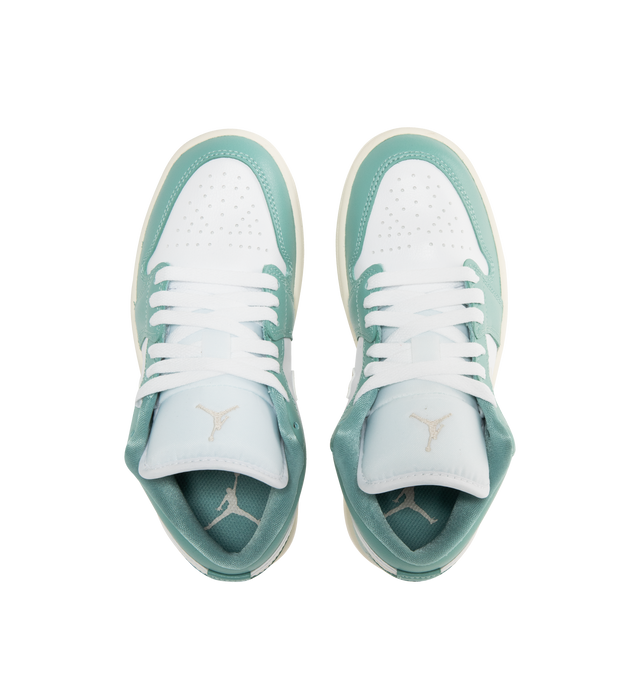 Image 5 of 5 - BLUE - NIKE Air Jordan 1 Low Sneaker featuring wings logo on the heel, stitched Swoosh design, perforated toe, foam midsole and rubber traction.
