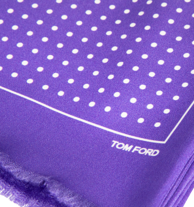 Image 2 of 2 - PURPLE - TOM FORD Polka Dot Scarf featuring mulberry silk and a polka dot pattern. 100% mulberry silk. Made in Italy.