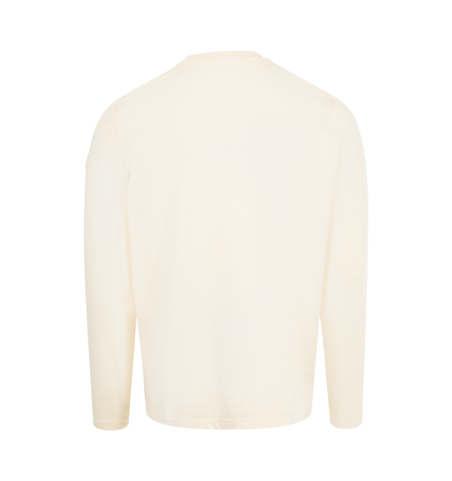 Image 2 of 3 - WHITE - MONCLER Logo Motif T-Shirt featuring, long sleeves, crew neck, logo on chest and patch on sleeve. 100% cotton.