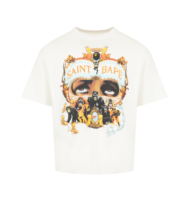 Image 1 of 2 - WHITE - ST MICHAEL Bape Generation T-Shirt featuring crew neck, short sleeves and graphic on front and back. 100% cotton. Made in Japan.