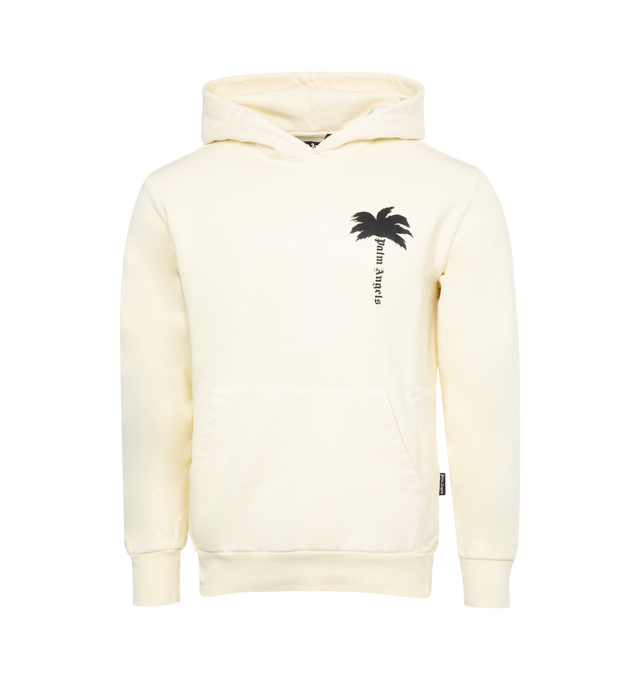 Image 1 of 3 - WHITE - PALM ANGELS The Palm Hoody featuring drawstring hood, drop shoulder, long sleeves, front pouch pocket and elasticated hem. 100% cotton. Made in Italy. 
