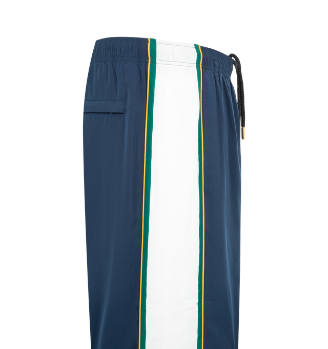 Image 3 of 4 - NAVY - CASABLANCA Track Pant featuring an elasticised waistband, drawstring fastening, slanted side pockets, stripe detail down the sides, pin-tuck seams down the front, a back pocket, and the house's Casablanca logo. Made in Portugal.
