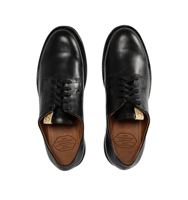 Image 4 of 4 - BLACK - VISVIM G.P.O. Folk Shoe featuring Italian vegetable tanned horsehide, hand-sewn upper, pigment free leather lining and natural cork insole, leather welt and midsole and crepe outsole.