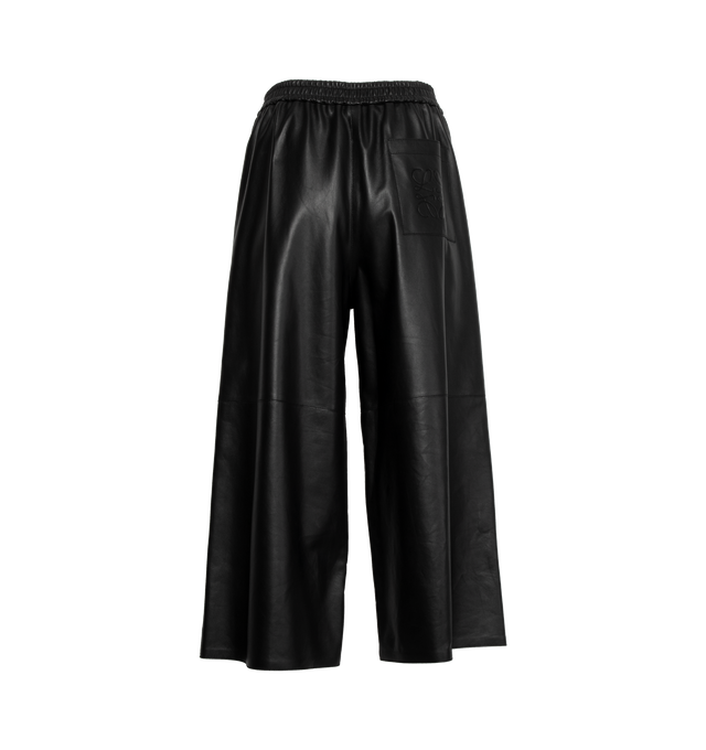 Image 2 of 3 - BLACK - LOEWE Cropped Nappa Trousers have an elastic waist, side pockets, and embossed rear Anagram patch pocket. 100% leather. Made in Spain. 
