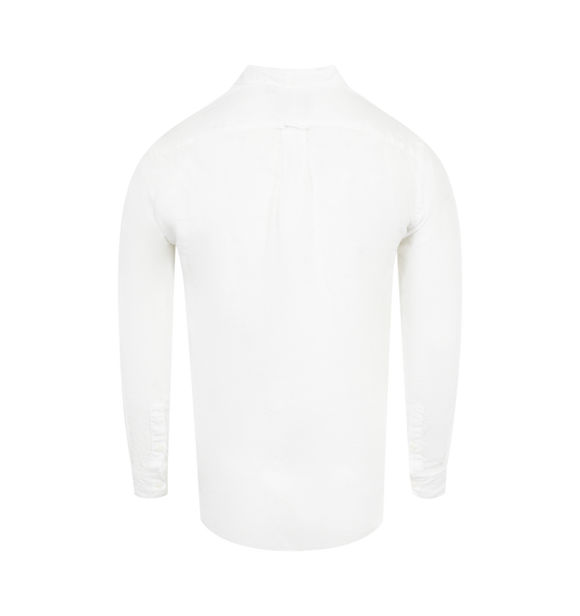 Image 2 of 2 - WHITE - Gitman Bros Button Down Shirt has a button-down collar, a covered front button placket, a locker loop, a chest pocket, a center-back pleat, and adjustable button cuffs. 100% cotton. Made in USA.