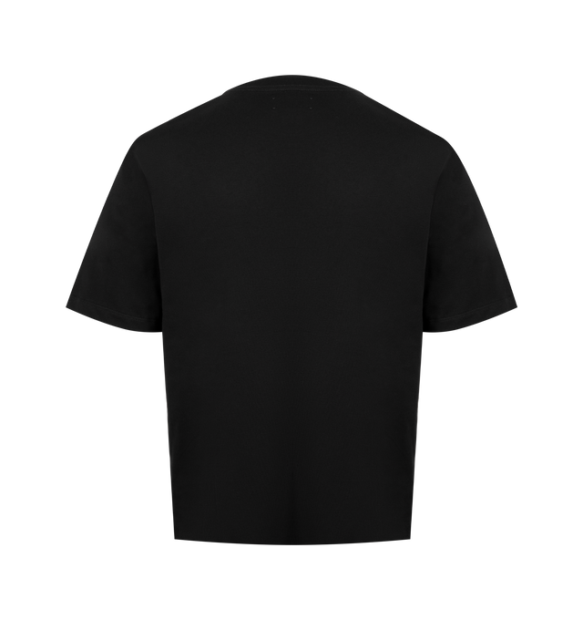 Image 2 of 2 - BLACK - AMIRI Staggered Logo Tee featuring printed Amiri's staggered logo at the chest, crewneck, short sleeves and pulls over. 100% cotton. Made in Italy.