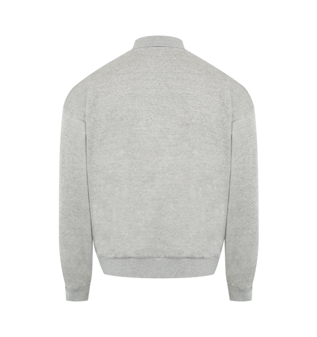 Image 3 of 3 - GREY - THE ROW Ry Sweatshirt featuring casual long-sleeved polo top in cashmere and cotton French terry with relaxed fit, front button closure, and ribbed collar, cuffs, and hem. 84% cotton, 16% cashmere. Made in Italy.