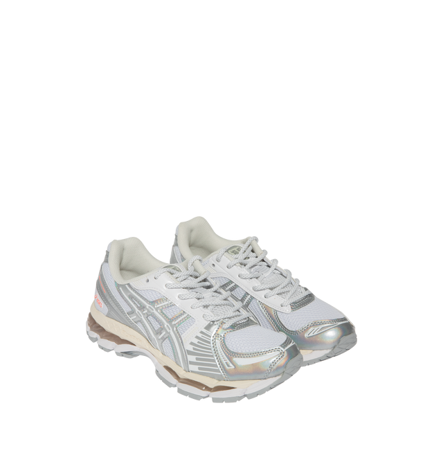 Image 2 of 5 - WHITE - ASICS GEL-KAYANO 12.1 Sneaker featuring breathable mesh underlays, GEL-NIMBUS 17 tooling system, FLUIDRIDE technology, rearfoot and forefoot GEL technology to improves impact absorption and dope dyed recycled sockliner mesh.