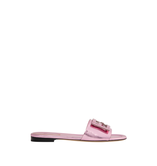Image 1 of 4 - PINK - FENDI Wide Band Slides are embellished with FF baguette motif. Made in Italy.