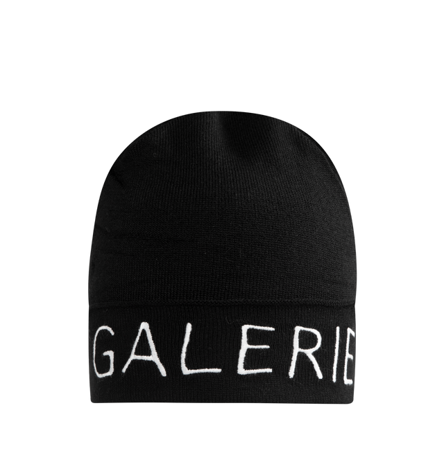 Image 1 of 3 - BLACK - GALLERY DEPT. Securite Beanie featuring wool knit beanie, fold-over cuff and 'Securite' and 'Galerie' logotype embroidery. 100% wool. Made in Italy.
